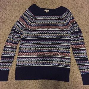 Fair Isle Sweater, Navy, Striped, XL